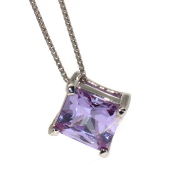 RMB|925 silver necklace purple square light point zircon 10mm carrè large choker
