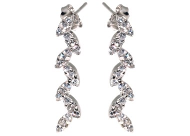 RMB|orecchini argento 925 foglie con pavè di zirconi bianchi donna