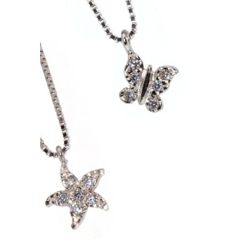 RMB|925 silver necklace pendant with zircons butterfly or star girl woman