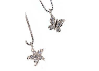 RMB|925 silver necklace pendant with zircons butterfly or star girl woman