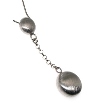 RMB|925 silver necklace with pendulum pendant, satin crushed pearls and choker rolo' chain