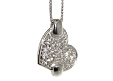 RMB|925 silver choker tile heart cubic zirconia necklace and pendant woman