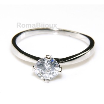 RMB|silver 925 Rhodium: Solitaire with zircon 5.5mm brilliant cut