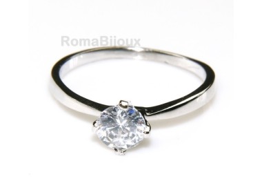 RMB|Argento 925 Rodiato : Solitario con zircone da 5,5 mm taglio brillante