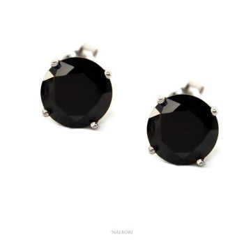 RMB|orecchini uomo/donna punto luce perno e griffe zircone nero o bianco 7 mm