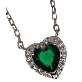 RMB|925 silver heart necklace with colored and white zircons for women