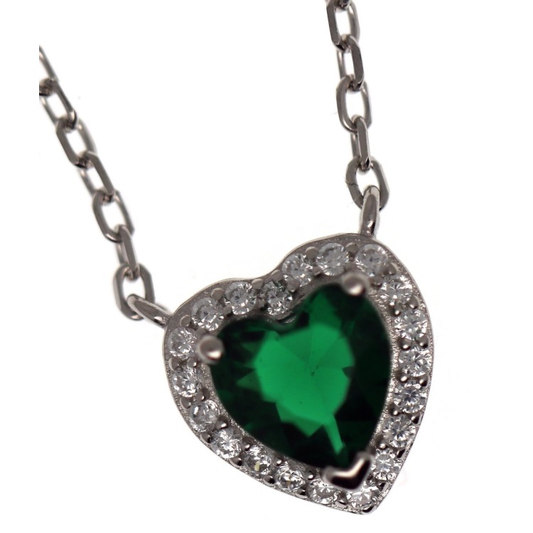 RMB|925 silver heart necklace with colored and white zircons for women
