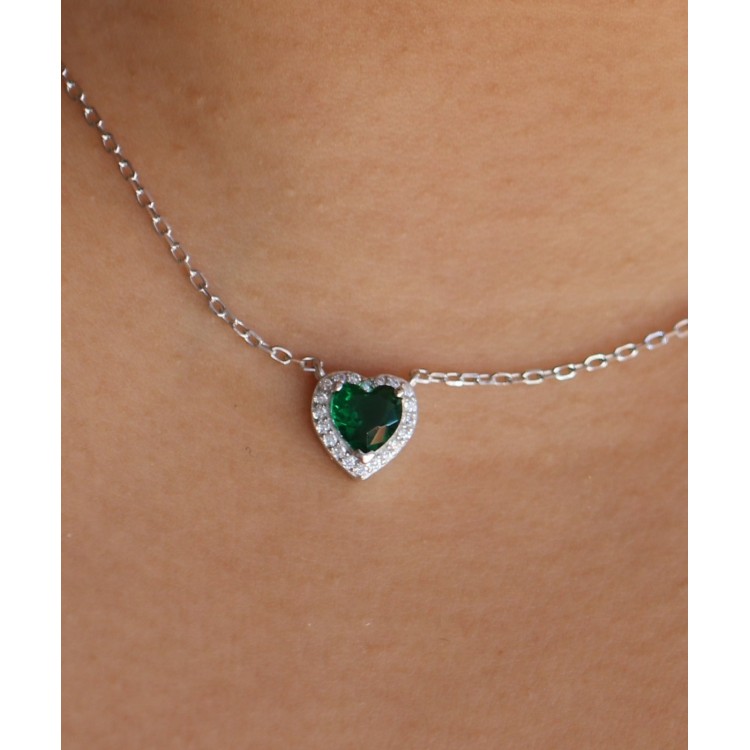 RMB|925 silver heart necklace with colored and white zircons for women