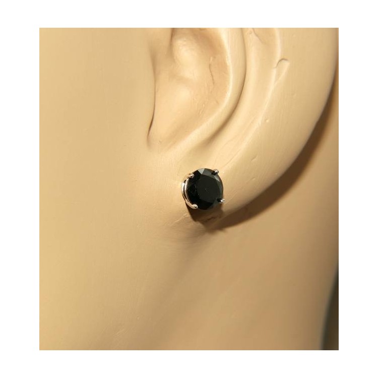 RMB|orecchini uomo/donna punto luce perno e griffe zircone nero o bianco 7 mm NALBORI