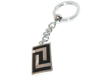 RMB|Rectangular steel key ring with black fret, for house car keys