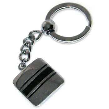 RMB|Square steel keychain with black lines for house and car keys