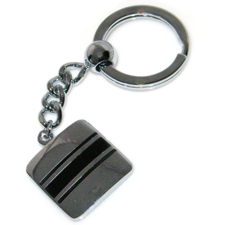 RMB|Square steel keychain with black lines for house and car keys