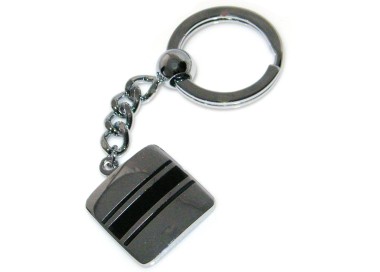 RMB|Square steel keychain with black lines for house and car keys