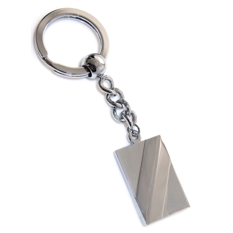 RMB|Rectangular steel keychain with shiny lines and satin parts