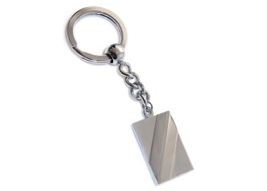 RMB|Rectangular steel keychain with shiny lines and satin parts