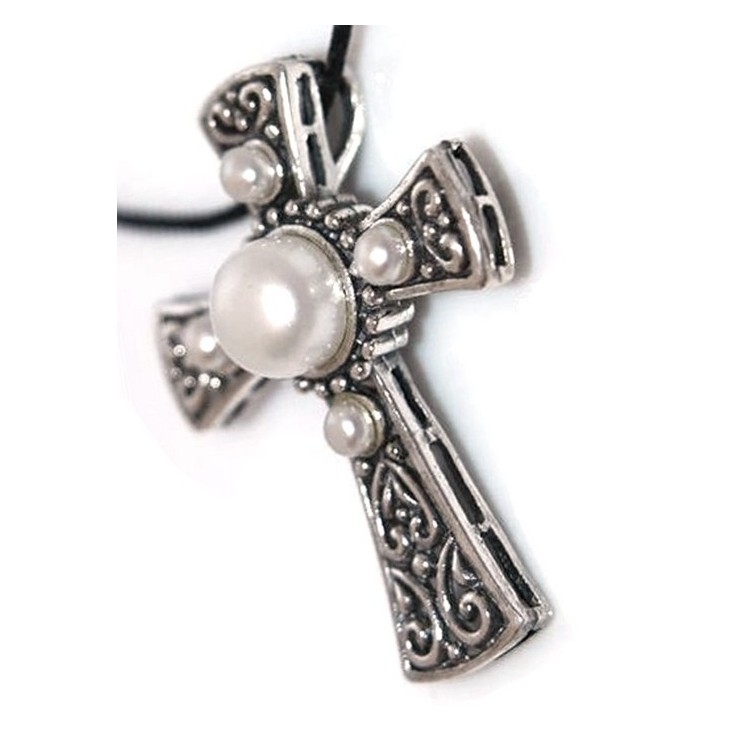 RMB|Ciondolo argento925 perle su croce Templare  etnico