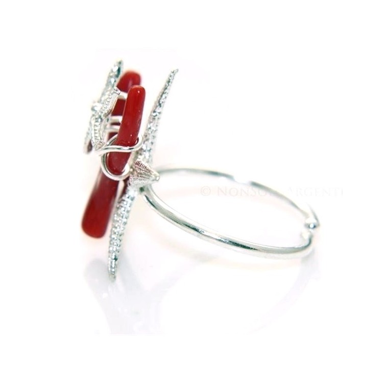 RMB|925 silver ring real star coral and starfish