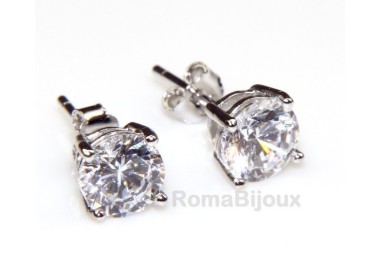 RMB|Argento 925 : orecchini uomo/donna punto luce perno e griffe zircone nero o bianco 7 mm