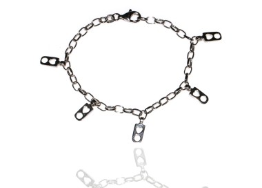 RMB|925 silver heart and circle charm bracelet with oval link chain