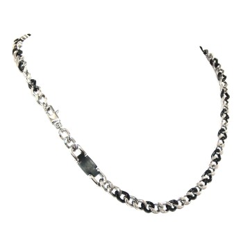 RMB|steel bracelet or necklace plate man curb 2 colors chrome and black IP