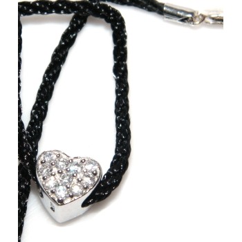 RMB|choker argento 925 charm ciondolo cuore e pavè di zirconi girocollo collana