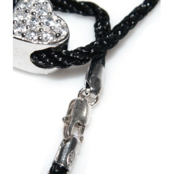 RMB|choker 925 silver heart pendant charm and cubic zirconia pavè choker necklace