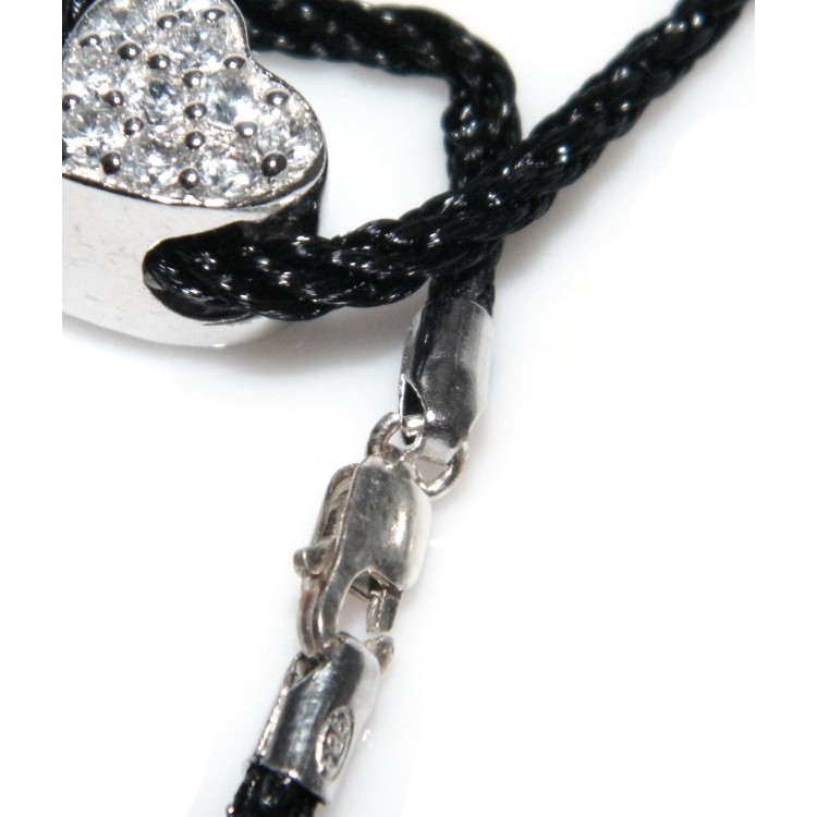 RMB|choker 925 silver heart pendant charm and cubic zirconia pavè choker necklace