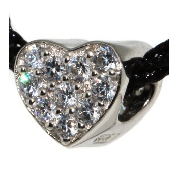 RMB|choker 925 silver heart pendant charm and cubic zirconia pavè choker necklace