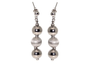 RMB|orecchini argento 925  3 sfere grandi lisce e satinate perno pallina