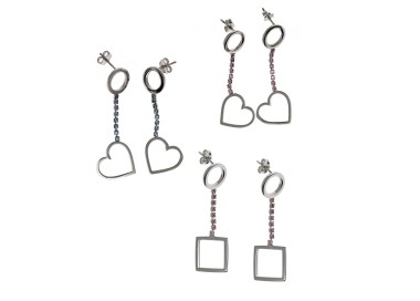 RMB|925 silver tennis earrings light blue pink square heart