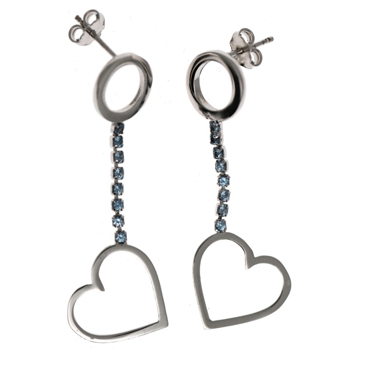 RMB|925 silver tennis earrings light blue pink square heart