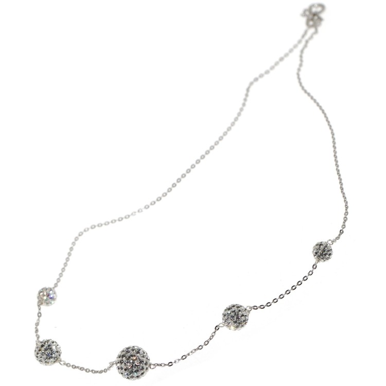 RMB|925 silver choker passing spheres of zircons in necklace gradation
