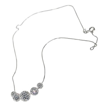 RMB|925 silver choker spheres passing through zircons gradation necklace