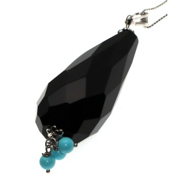 RMB|girocollo argento 925 ciondolo Briolette Onice e Turchese collana