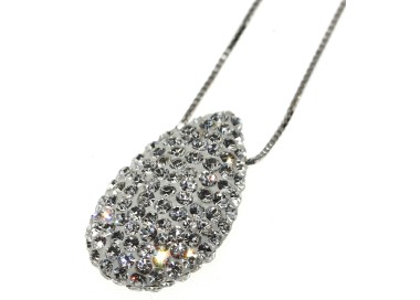 RMB|collana argento 925 con goccia passante di zirconi girocollo donna