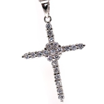 RMB|girocollo argento 925 croce ciondolo celtica pave' zirconi bianchi collana