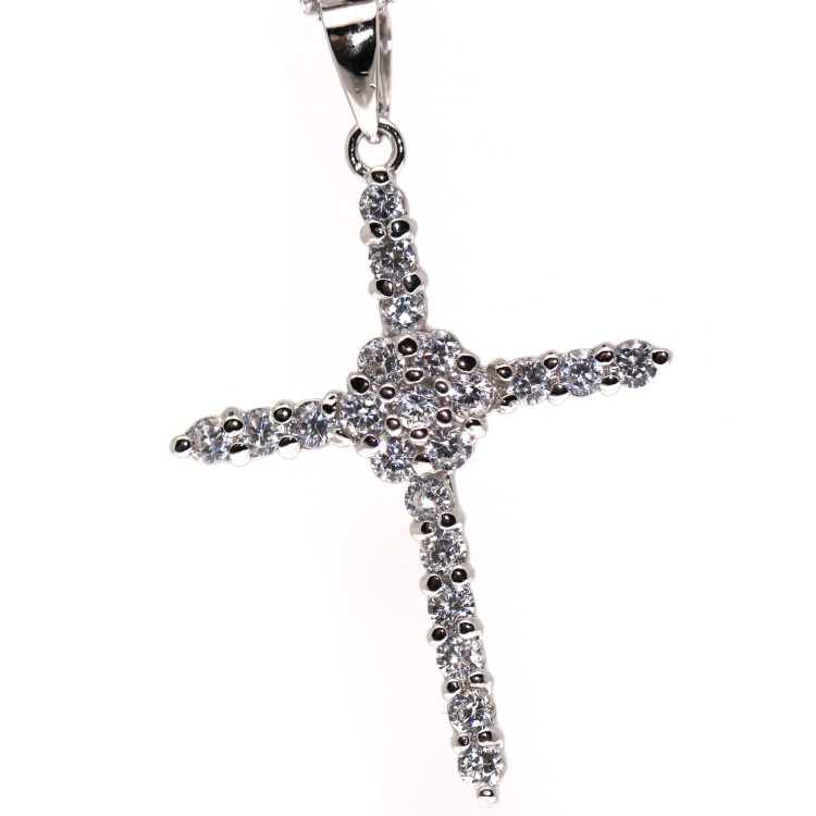 RMB|girocollo argento 925 croce ciondolo celtica pave' zirconi bianchi collana