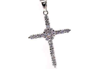 RMB|girocollo argento 925 croce ciondolo celtica pave' zirconi bianchi collana