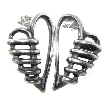 RMB|collana anello orecchini argento 925 cuore bendato brunito anticato