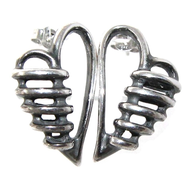 RMB|necklace ring earrings 925 silver bandaged heart burnished antiqued