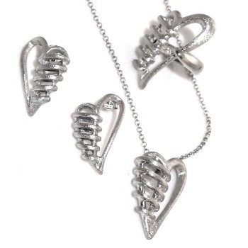 RMB|necklace ring earrings 925 silver bandaged heart satin
