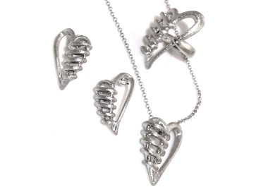 RMB|necklace ring earrings 925 silver bandaged heart satin