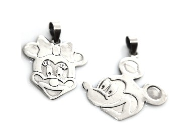 RMB|Ciondolo argento 925 Medaglia Cartoon Grande Disney  con figura Minnie o Topolino