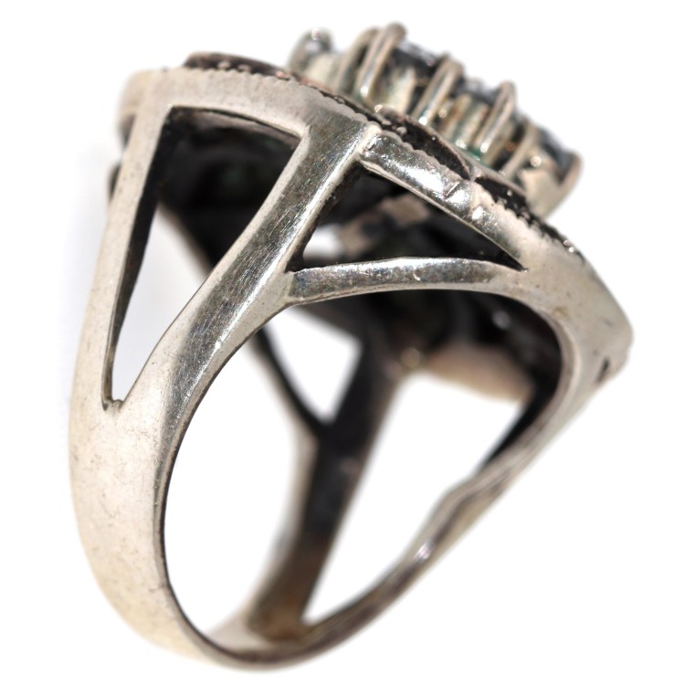 RMB|925 silver round ring with turquoise paste zircons, size 19