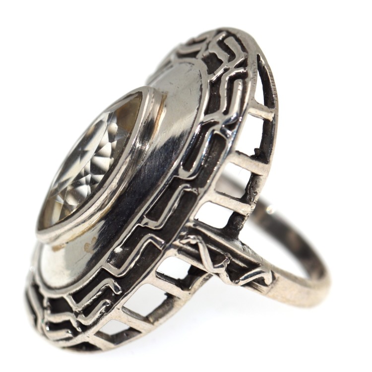 RMB|anello citrino argento 925 navetta ovale per donna misura 15