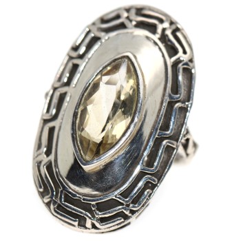 RMB|anello citrino argento 925 navetta ovale per donna misura 15