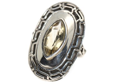 RMB|anello citrino argento 925 navetta ovale per donna misura 15