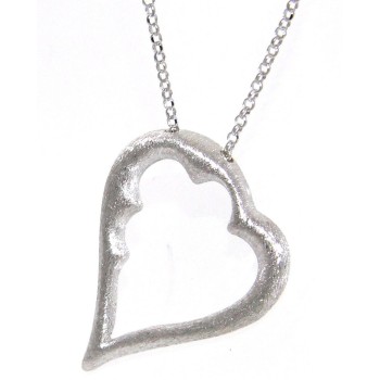 RMB|collier argento 925 con pendente a cuore satinato grande collana