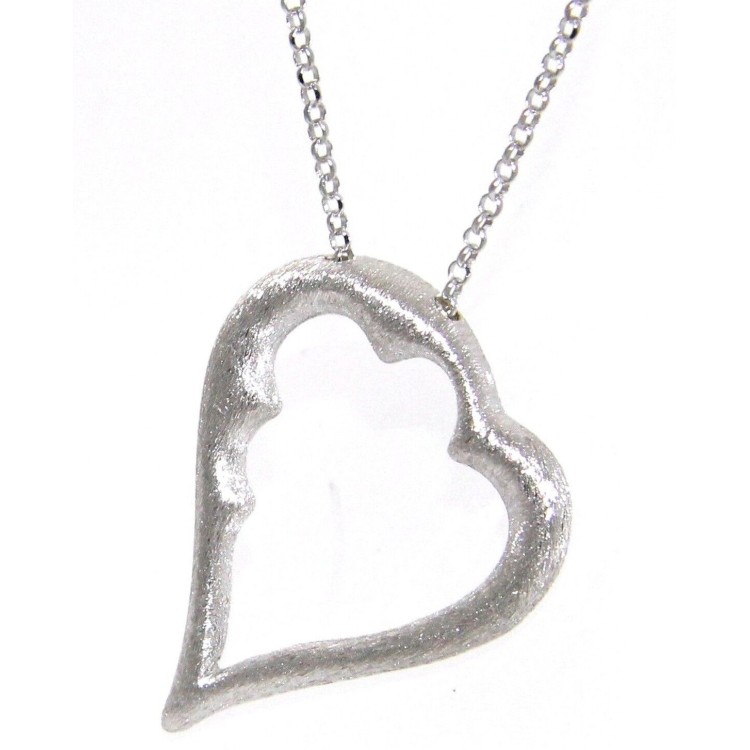 RMB|collier argento 925 con pendente a cuore satinato grande collana