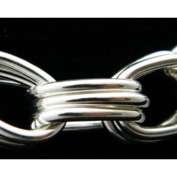 RMB|925 silver choker women's triple oval link necklace